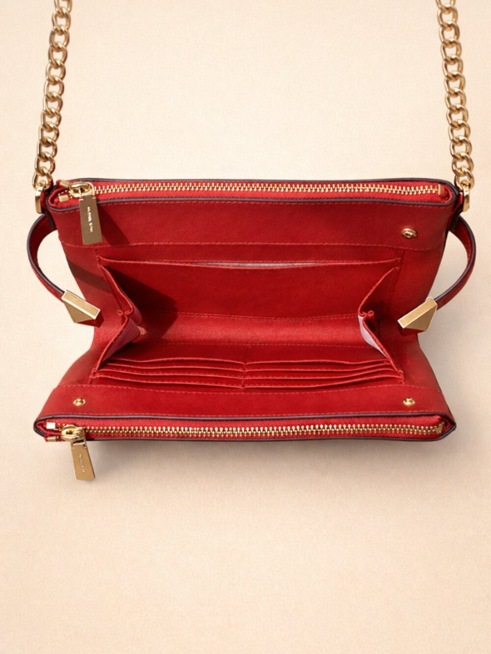 Michael Michael Kors Karla Crossbody Cherry Red Saffiano Leather NWOT - Picture 9 of 10